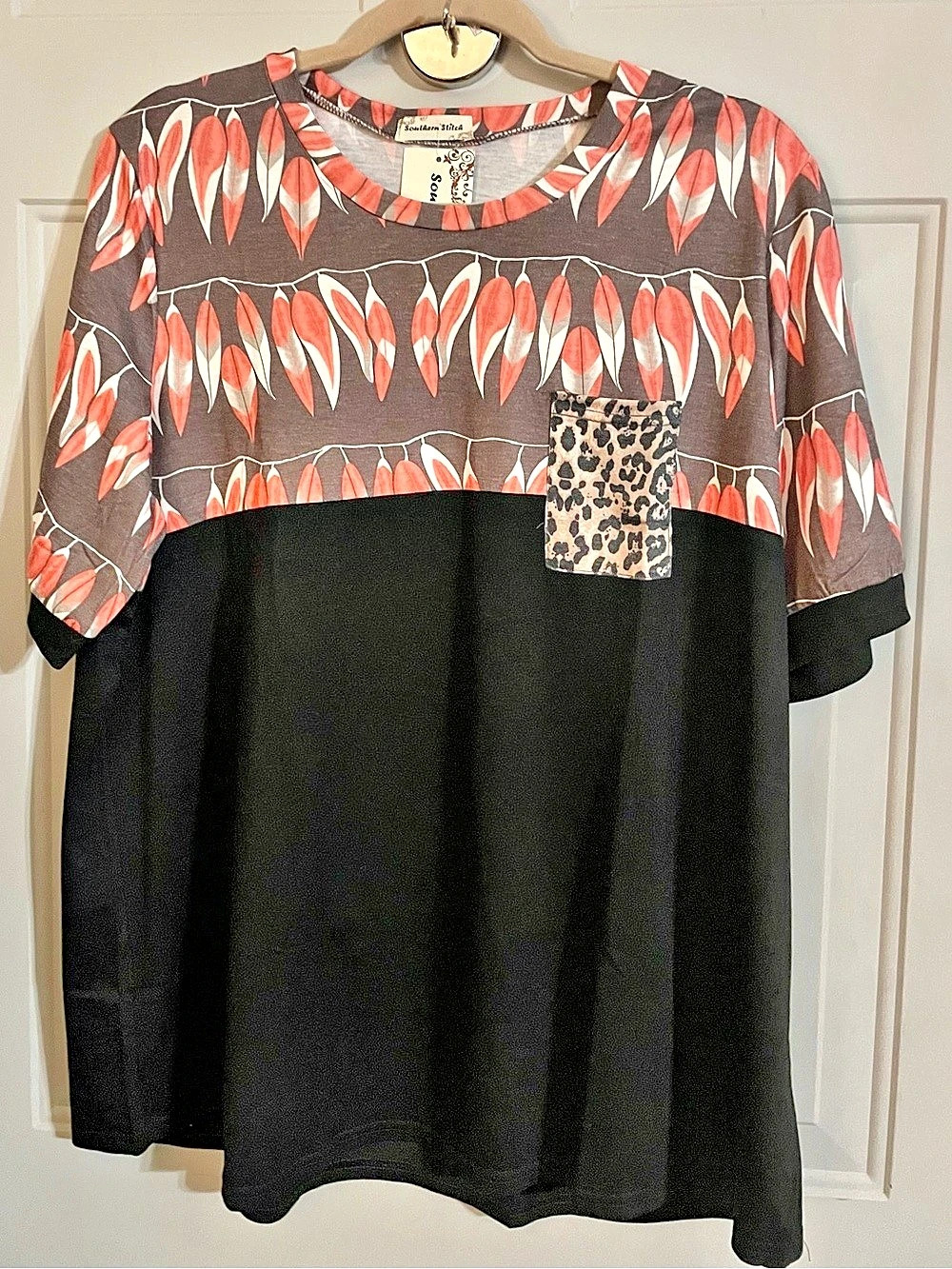 NWT Southern Stitch Color Block Short Sleeve Top Size 1x